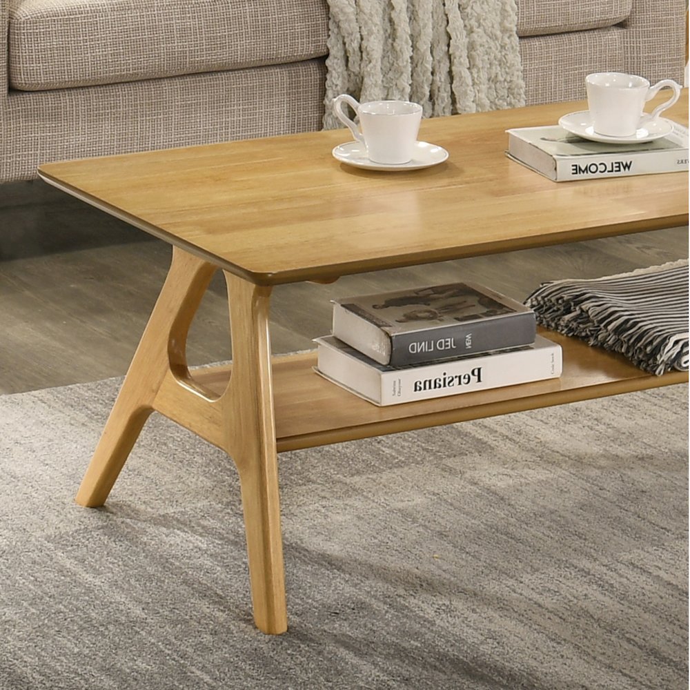 3-Piece Coffee Table Set, Coffee Table and Two End Tables, Natural Oak Finish