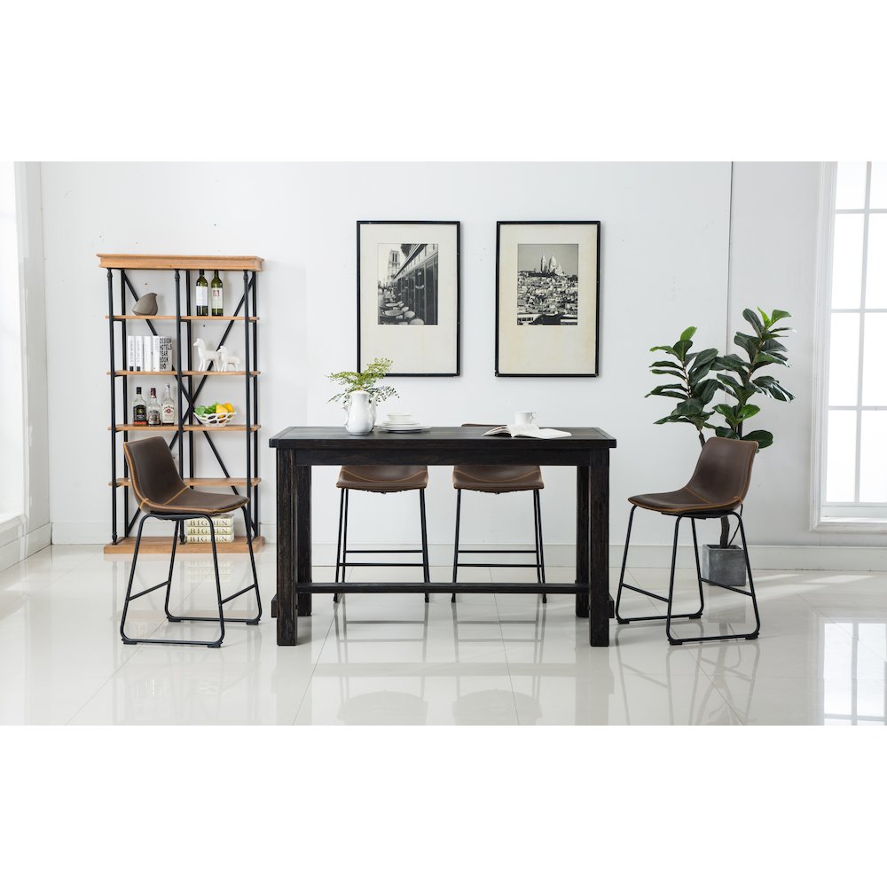 Lotusville Antique Wood Counter Height Dining Set: Table and Four Chairs, Brown