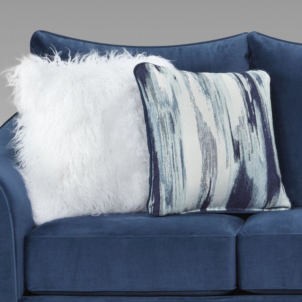 Camero Fabric Pillowback 3-Piece Sofa Set in Navy Blue