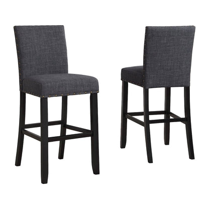 Biony 3-Pc 36" Round Espresso Finish Bar Table with 2 Gray Pub Chairs