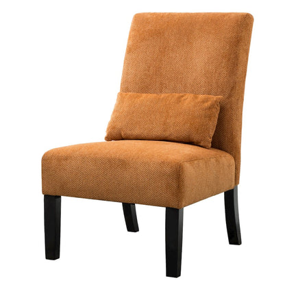 Pisano Orange Fabric Armless Accent Chair with Matching Kidney Pillow