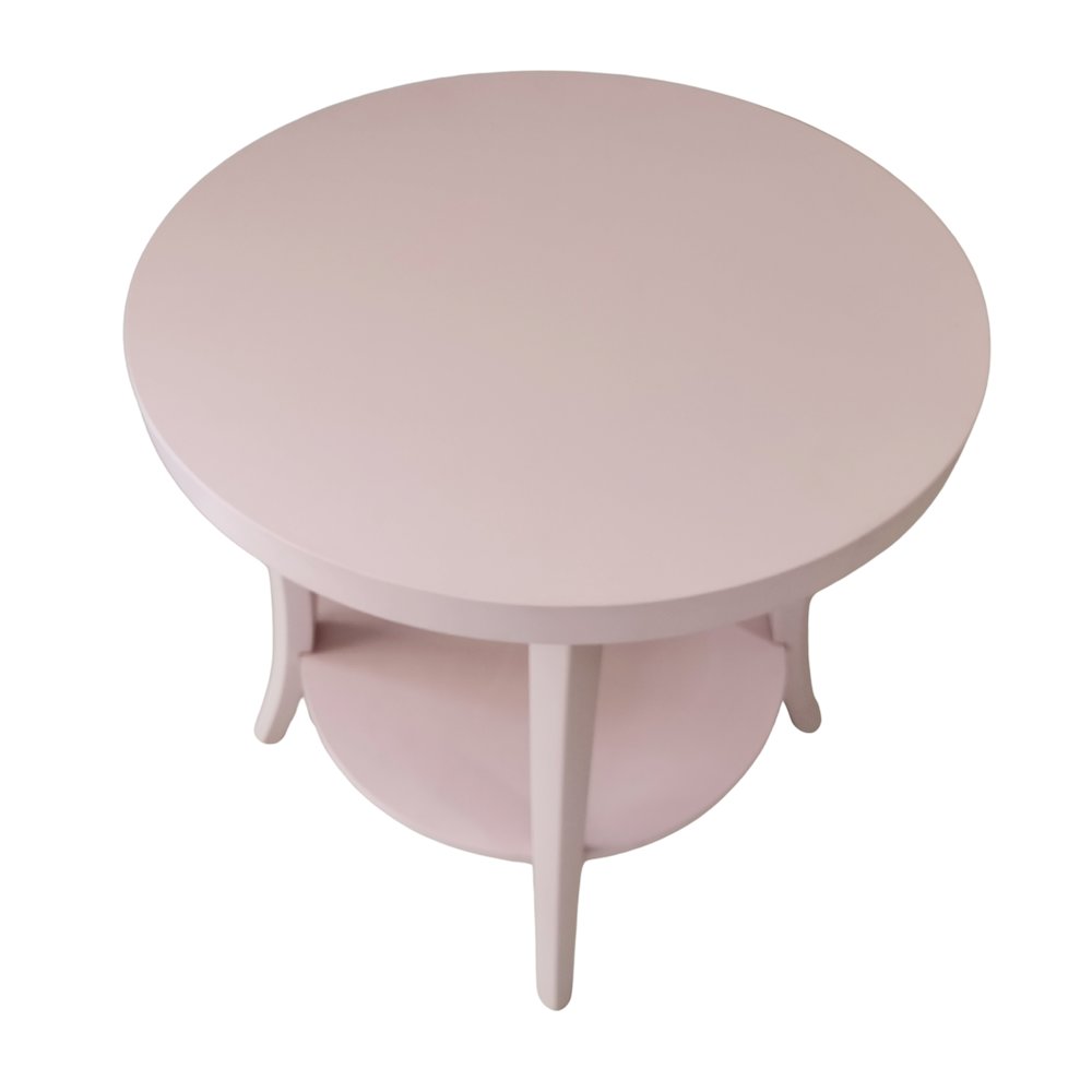 Perth Round End Table with Shelf, Pink