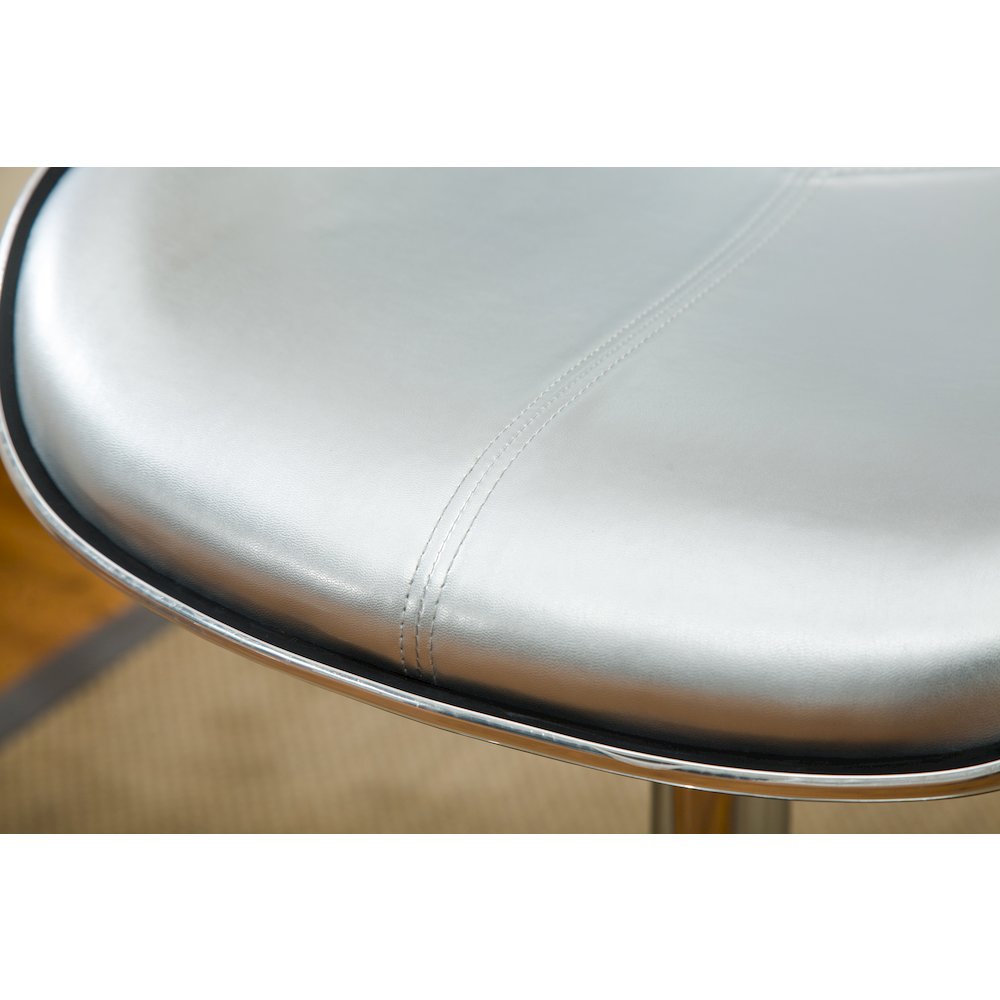 Masaccio Silver Leatherette Adjustable Swivel Barstool Chrome Base, Set of 2