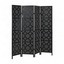 Wood and Non-Woven Fabric 4-Panel Folding Room Divider Screen, Black