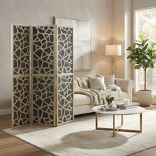 4-Panel Wood and Non-Woven Fabric Folding Room Divider Screen, Gold
