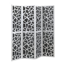 4-Panel Wood and Non-Woven Fabric Folding Room Divider Screen, Silver