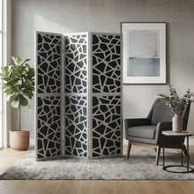 4-Panel Wood and Non-Woven Fabric Folding Room Divider Screen, Silver