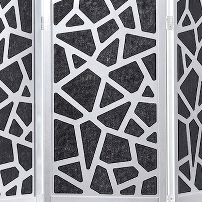 4-Panel Wood and Non-Woven Fabric Folding Room Divider Screen, Silver