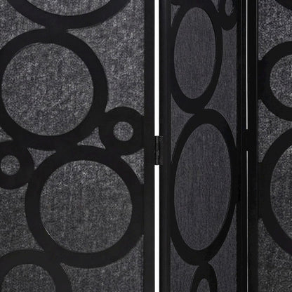 Wood and Non-Woven Fabric 4-Panel Folding Freestanding Room Divider, Black