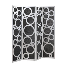 Wood and Non-Woven Fabric 4-Panel Folding Freestanding Room Divider, Silver