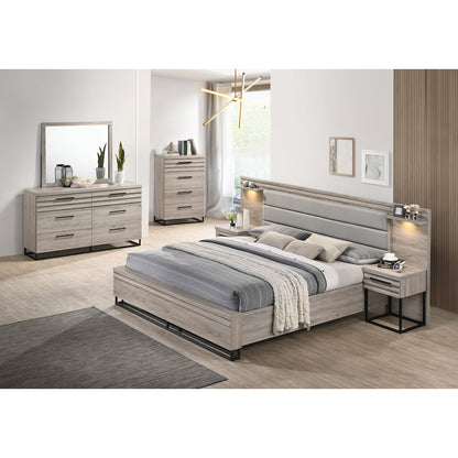 Wallbed Bed, Dresser, Mirror, Chest, and 2 Nightstands, Weathered Gray, King