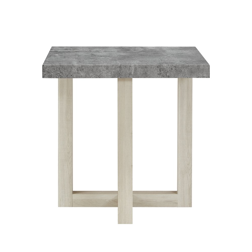 3-Piece Coffee Table Set, Coffee Table, Two End Tables, Faux Concrete and White