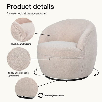 Galleria 360 Swivel Teddy Sherpa Barrel Chair, Beige
