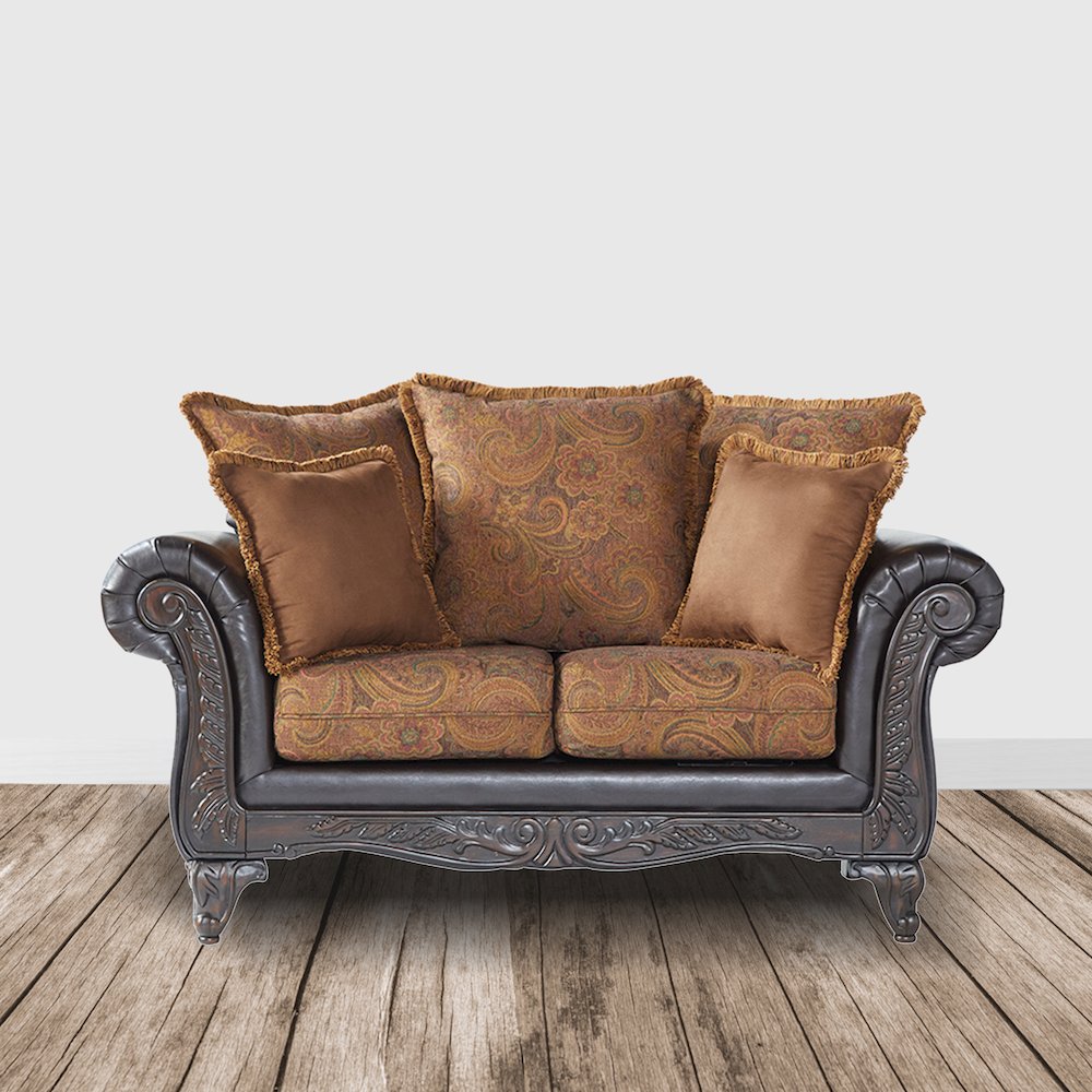 San Marino 2-Tone Chocolate Microfiber Loveseat, Made in USA