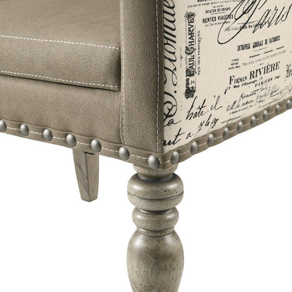 8-Piece Extendable Table with Nailhead Bench and Armchairs Dining Set, Driftwood