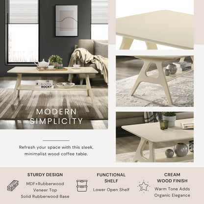 3-Piece Coffee Table Set, Coffee Table and Two End Tables, Off-White Finish