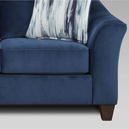 Camero Fabric Pillowback Loveseat in Navy Blue