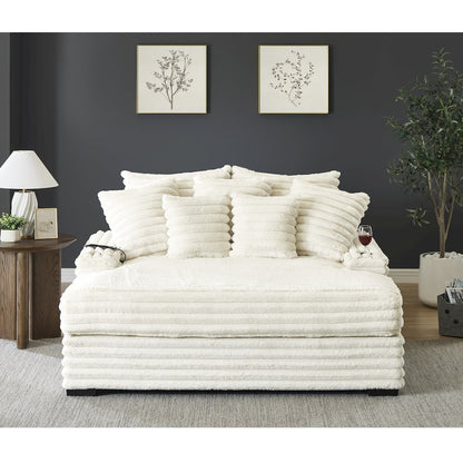 Gaviella Wide Wale Corduroy Oversized Multi-Functional Chaise Lounge, White