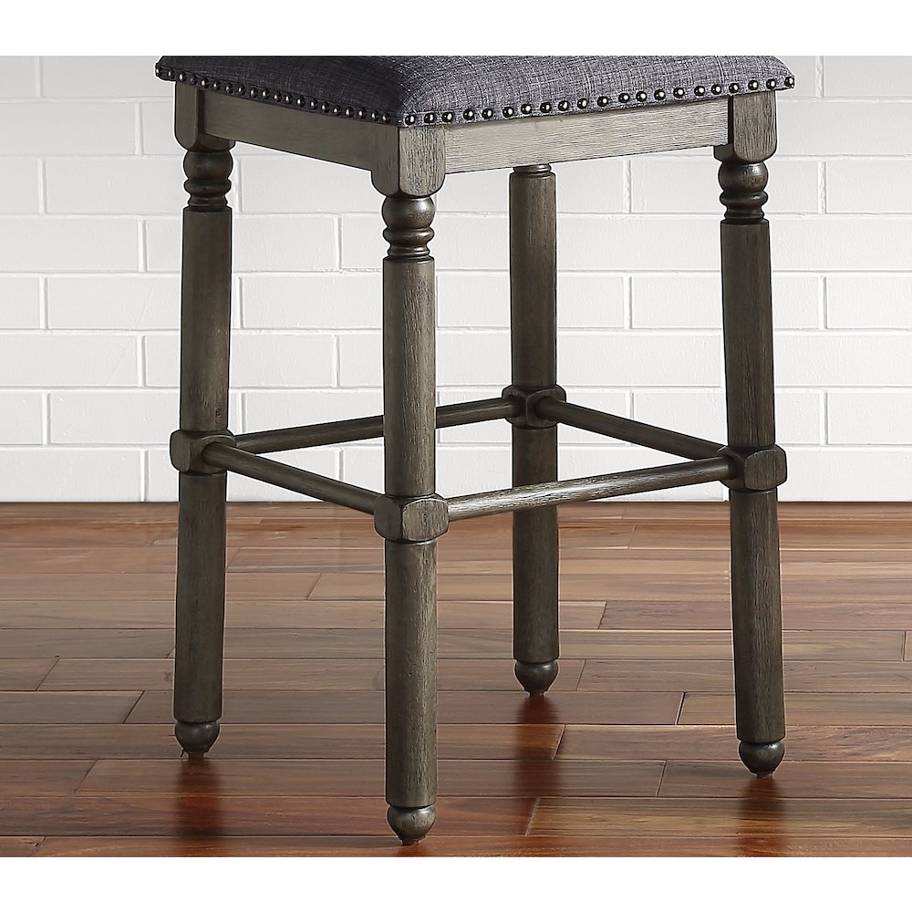 Arnhem Wood Gray Upholstered Counter Height Stool, Set of 2