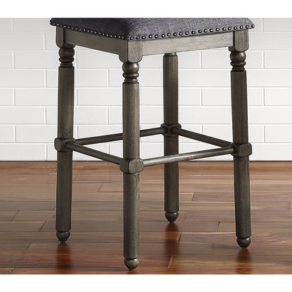 Arnhem Wood Gray Upholstered Counter Height Stool, Set of 2