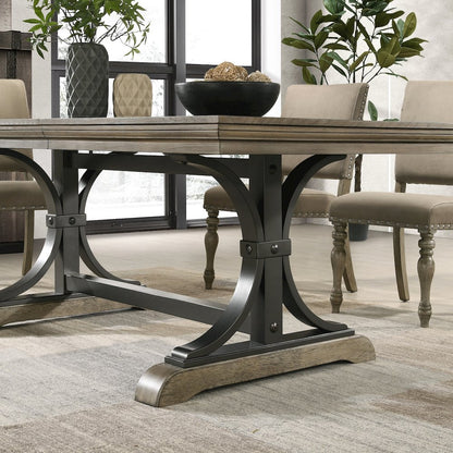 Birmingham Nailhead Driftwood Finish Extendable Table