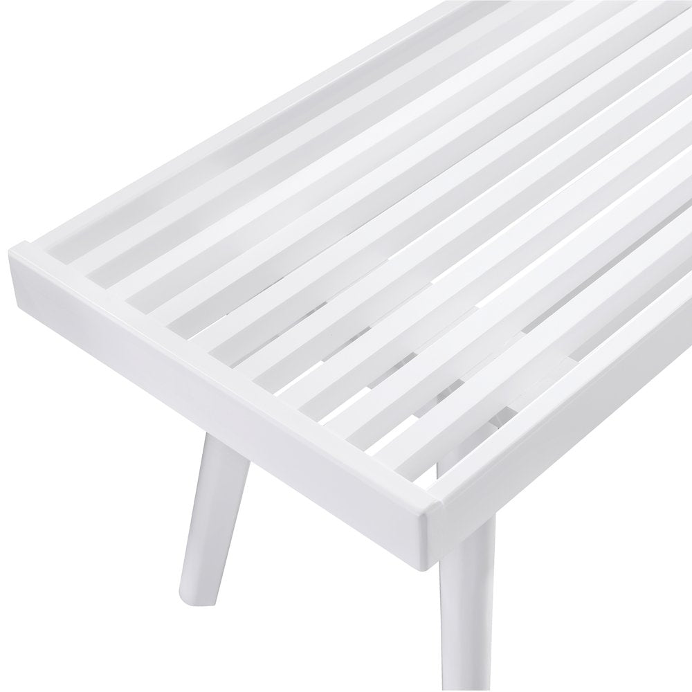 Larwich Solid Wood Slatted Bench, 56 Wide, White