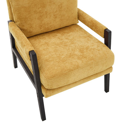 Kelly Mid-Century Modern Chenille Upholstered Accent Armchair, Yellow