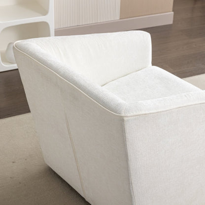 Nice Modern Upholstered Barrel Armchair, 360 Degree Swivel, White