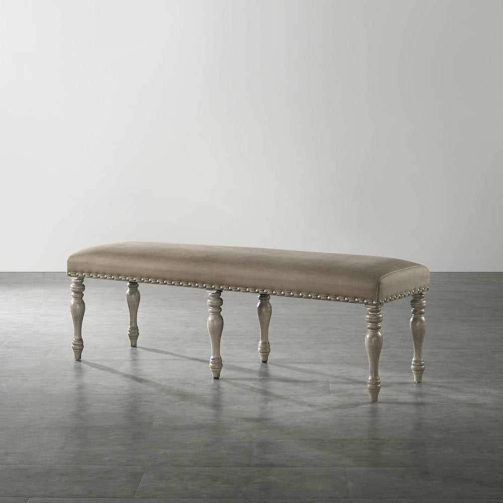 Birmingham 8-Piece Extendable Table with Nailhead Bench Dining Set, Driftwood