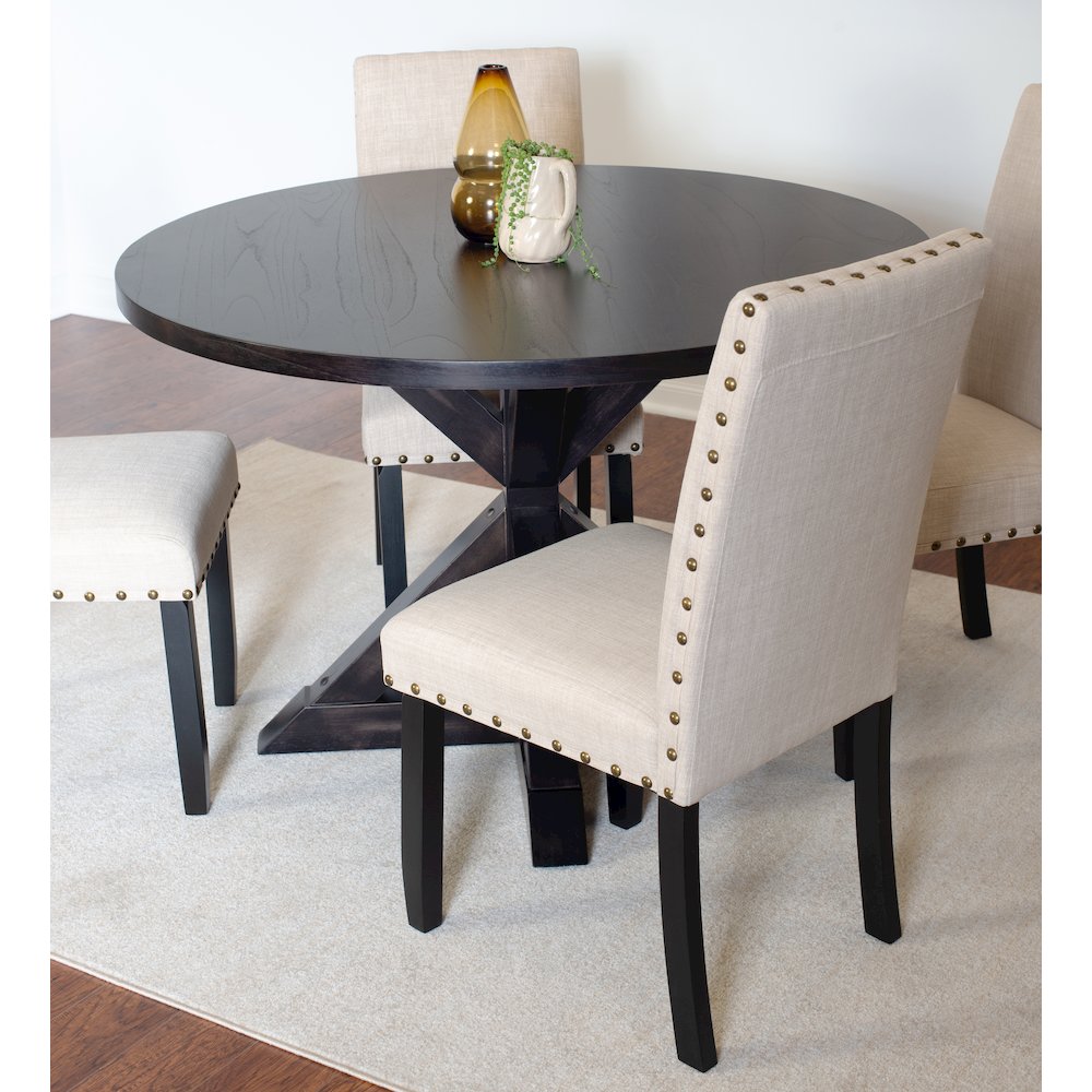 Mytzi 5-Pc Dining Set, Cross-Buck Dining Table with 4 Stylish Chairs, Tan
