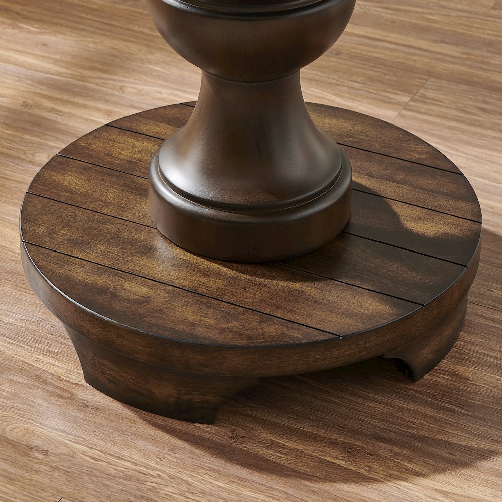 Caesar Traditional Round Pedestal End Table, Espresso