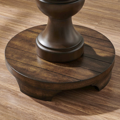 Caesar Traditional Round Pedestal End Table, Espresso
