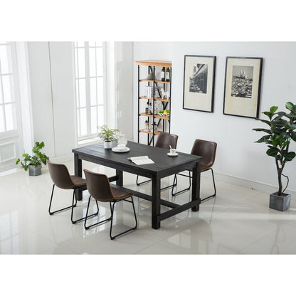 Lotusville Antique Wood Finished Dining Set: Table and Four Chairs, Brown