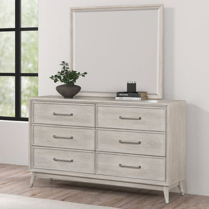 Seluna 6-Drawer Bedroom Dresser with Mirror, Gray Oak Finish