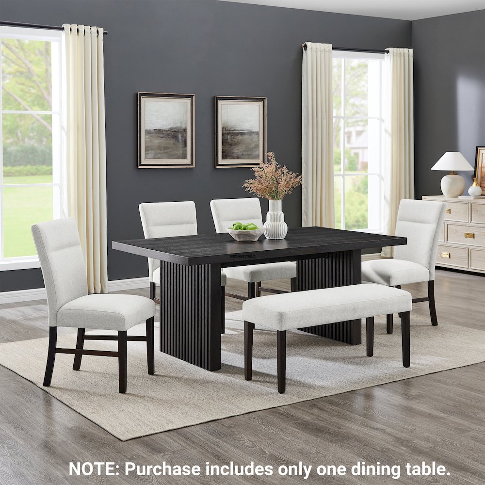 Madison Contemporary Dining Table, Slat-Fluted Base, Espresso