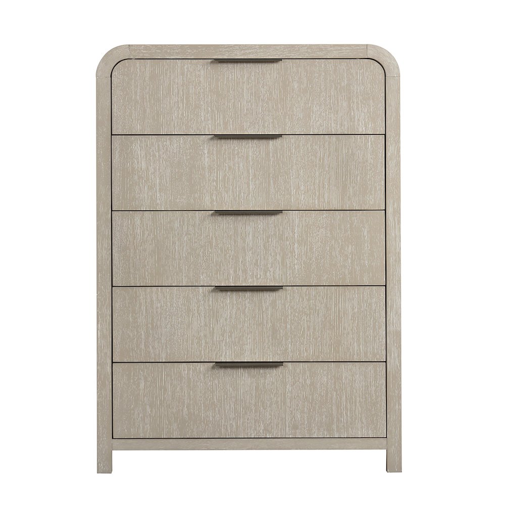 Tavari Contemporary 5-Drawer Wood Chest, Light Gray