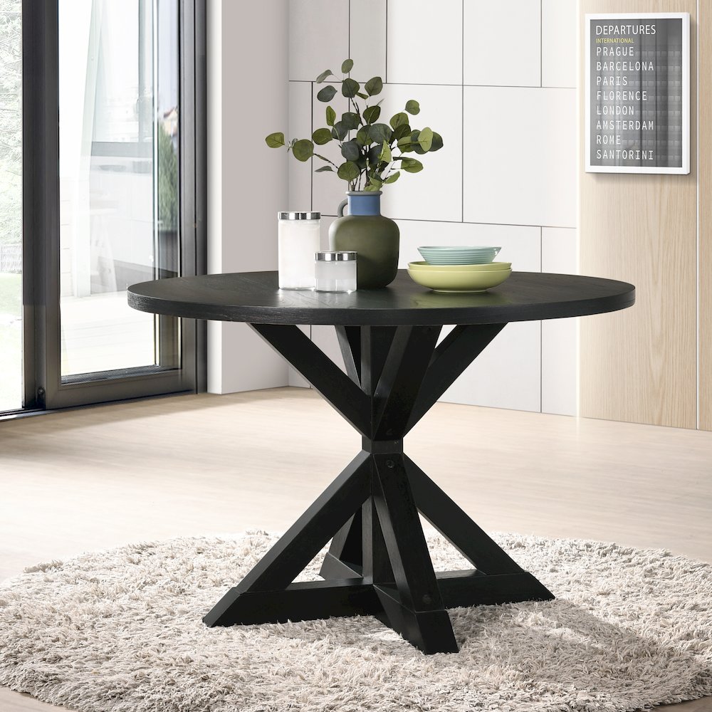 Walton 5-Piece Round Dining Set, Cross-Buck Table