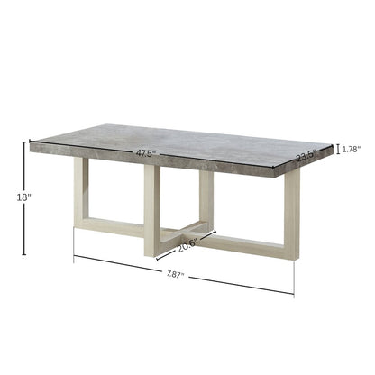 3-Piece Coffee Table Set, Coffee Table, Two End Tables, Faux Concrete and White