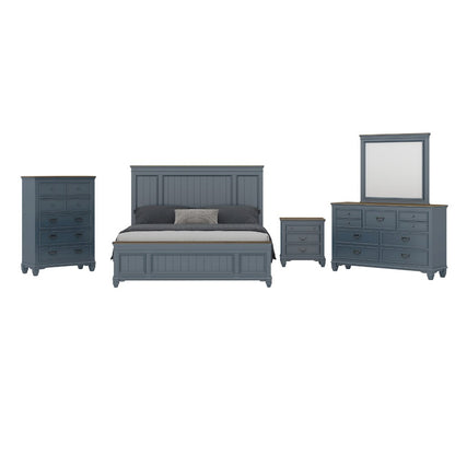 Clelane Wood Bedroom Set Panel King Bed, Dresser, Mirror, Nightstand, and Chest