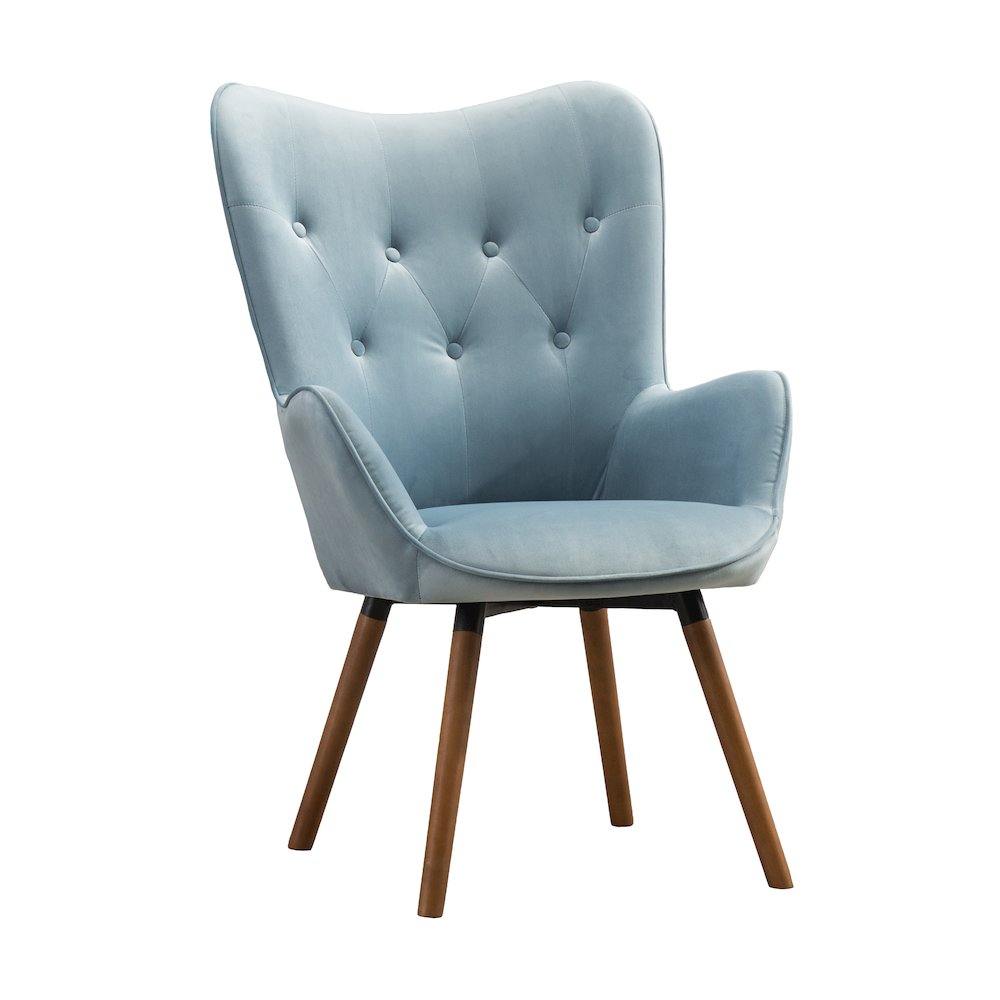 Doarnin Contemporary Silky Velvet Tufted Button Back Accent Chair, Blue