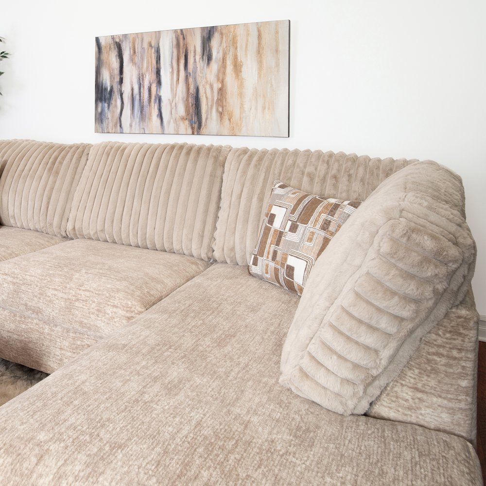 Nexus Wide Wale Corduroy L-shape Sectional with Chaise, Galactic Parchment