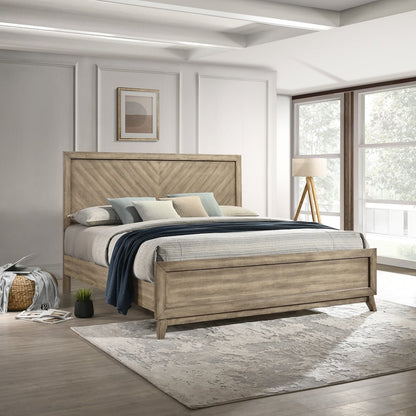 Arena Contemporary Wood Panel Queen Bed in Weathered Sand