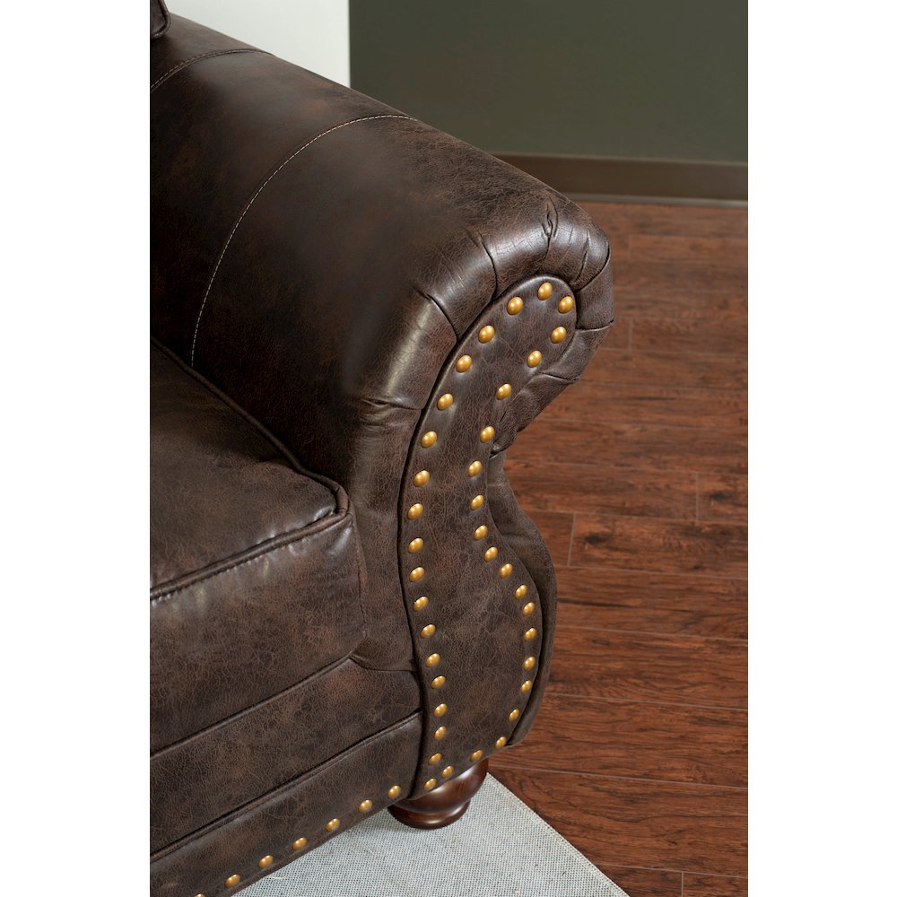 Leinster Faux Leather Upholstered Nailhead Chair in Espresso