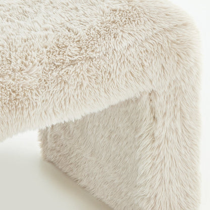 Zorya Contemporary Faux Fur U-Shaped Ottoman, Set of 2