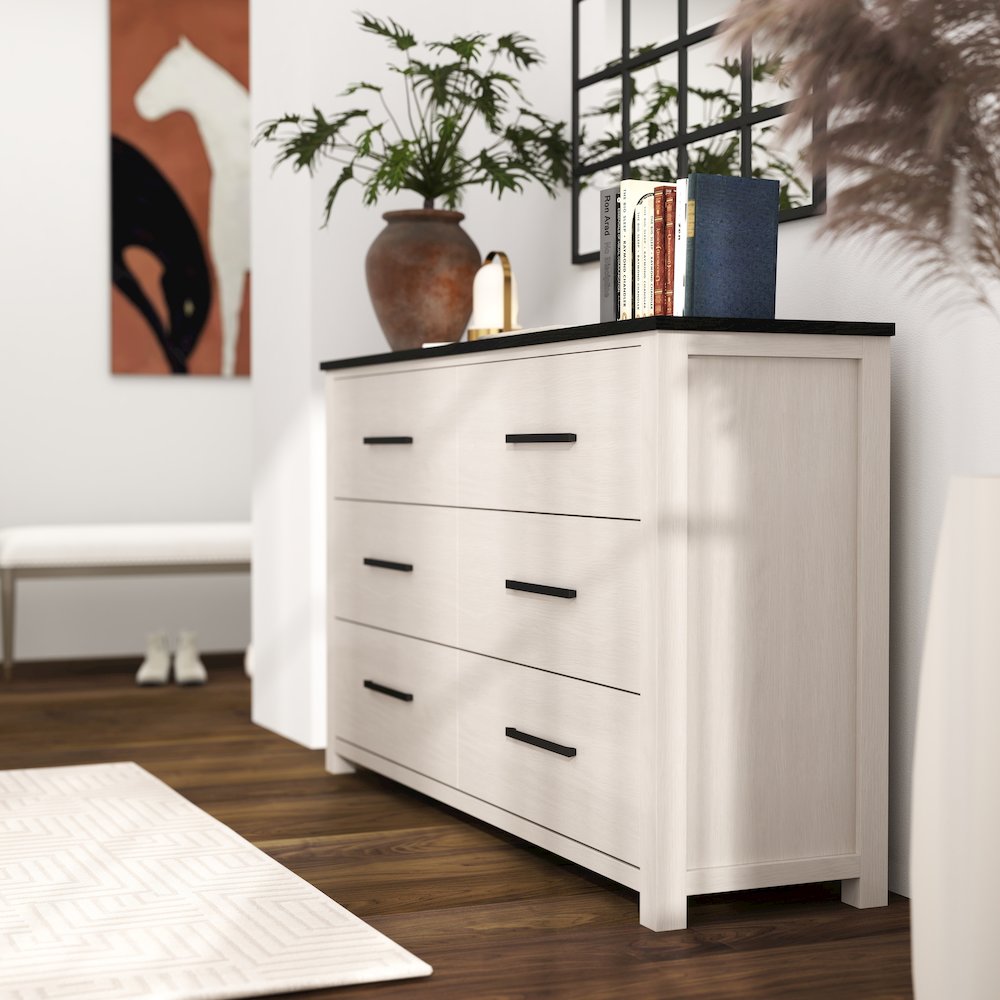 Realynn 6-Drawer Bedroom Dresser, Off-White Finish