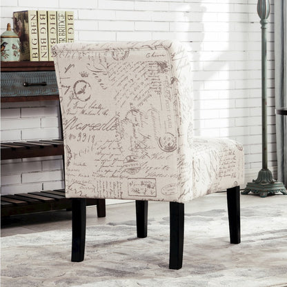 Capa English Letter Print Fabric Armless Contemporary Accent Chair