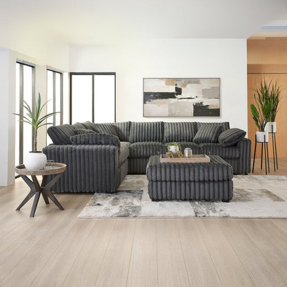 Belvoir 2-PC Living Room Set, L-shape Sectional and Accent Ottoman, Charcoal