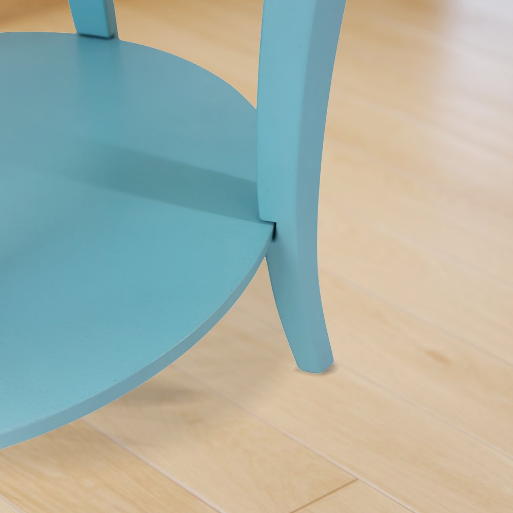 Perth Round End Table with Shelf, Teal