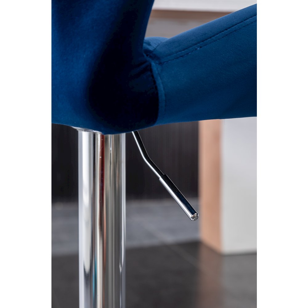 Breni Velvet Diamond Tufted Swivel Adjustable Height Barstool, Set of 2, Blue