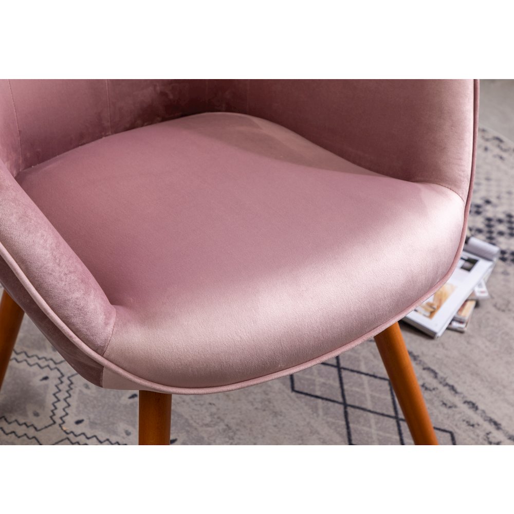 Doarnin Contemporary Silky Velvet Tufted Button Back Accent Chair, Mauve